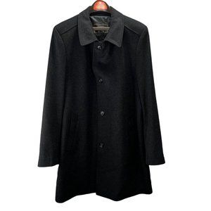 Jos A Bank Reserve Coat Topcoat size 44 Regular Black Cashmere
